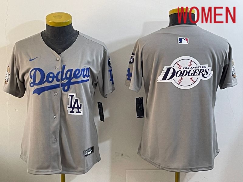 Women Los Angeles Dodgers Blank Grey Game 2024 Nike MLB Jersey style 1205